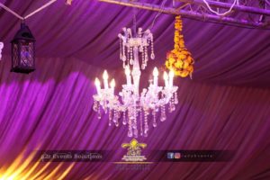 royal decor, event designers, flowers decor, hanging chandeliers