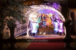 entrance decor, fairy light tunnel