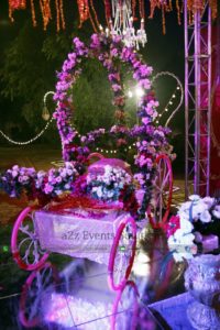fresh and imported flowers decor, bridal cart
