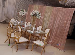 vip chairs, fine dining, head table decor, catering company in lahore