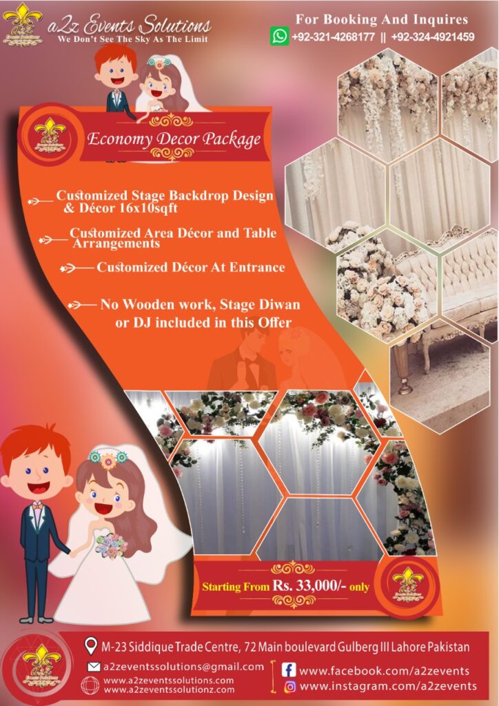 Economy package, wedding economy package, economy decor package
