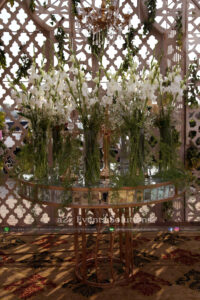 fresh flowers, console table