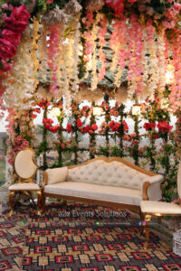 imported flowers, stage decor