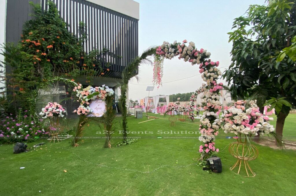 floral arch, thematic entrance