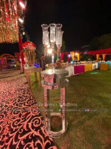 console table decor, crystal standing chandeliers