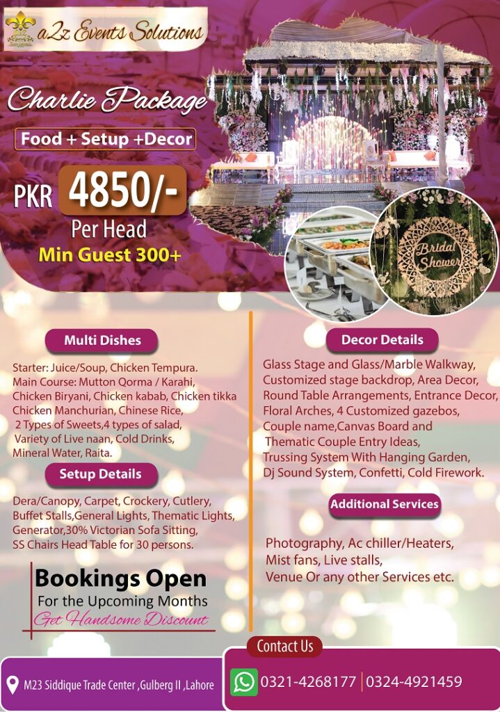 wedding package with multi dishes, wedding packages, wedding price, wedding package with multi food dishes, wedding cost with multi food dishes, multi dishes wedding cost in pakistan