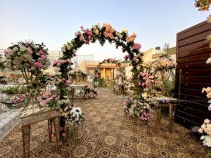floral arches, wedding entrance
