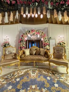 nikkah event designers, standing chandeliers