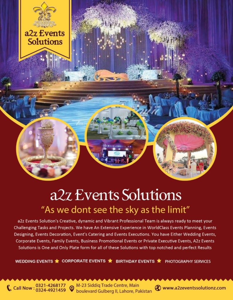 a2z Events Solutions, Best leading Events Management Company in Pakistan's Services and Goals a2z Events Solutions Services details, Goals and Office Contact Number and details