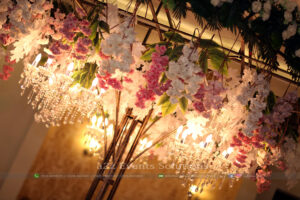 hanging garden, hanging chandeliers