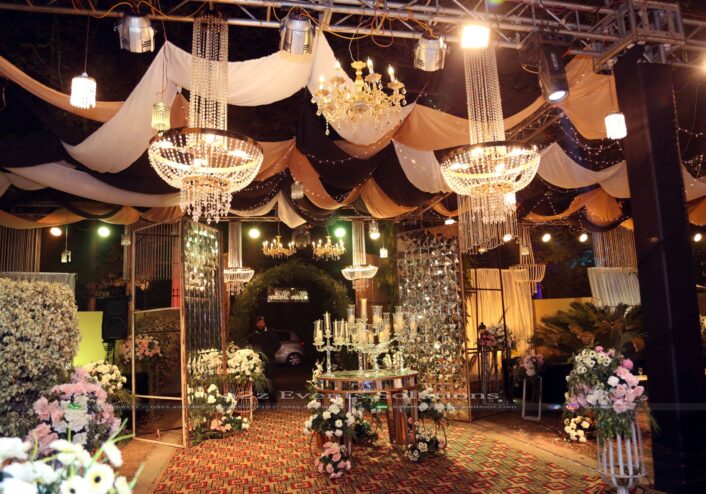 thematic draping, crystal decor