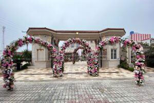 wedding decor, floral setup