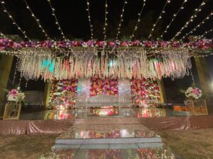 floral mehndi stage, stages designers