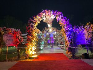 floral entrance, wedding decor