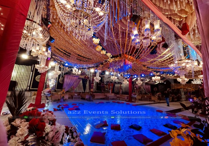 dance floor setup, area decor, hanging garden, a2z events solutions