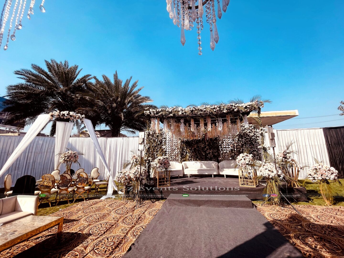 backdrop, outdoor setup, walima decor, open air decor