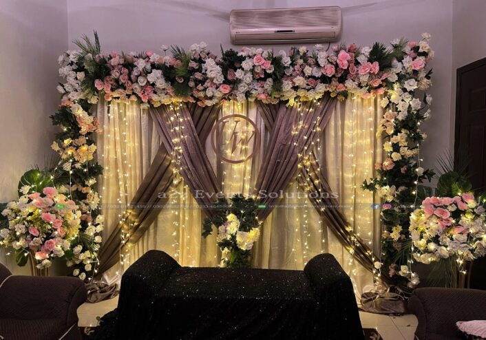 backdrop, floral stage, stages designers, baat pakki customized stage