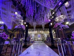 indoor setup, crystal decor, stage decor, wedding designers and planners