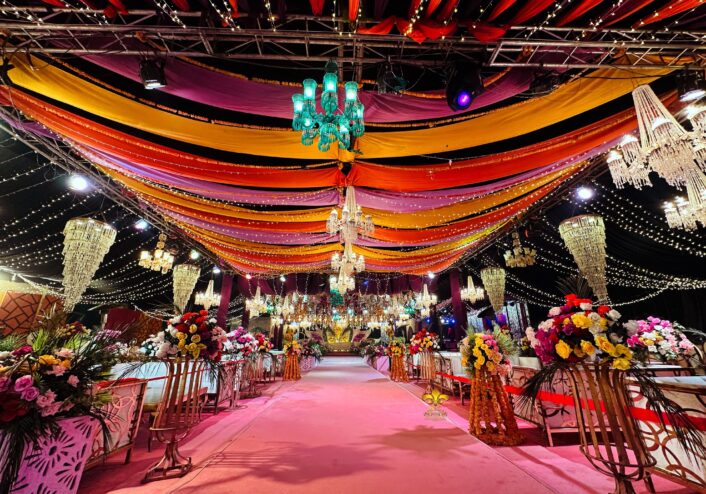 colourful draping, wedding management company, a2z events solutions, outdoor executive setup