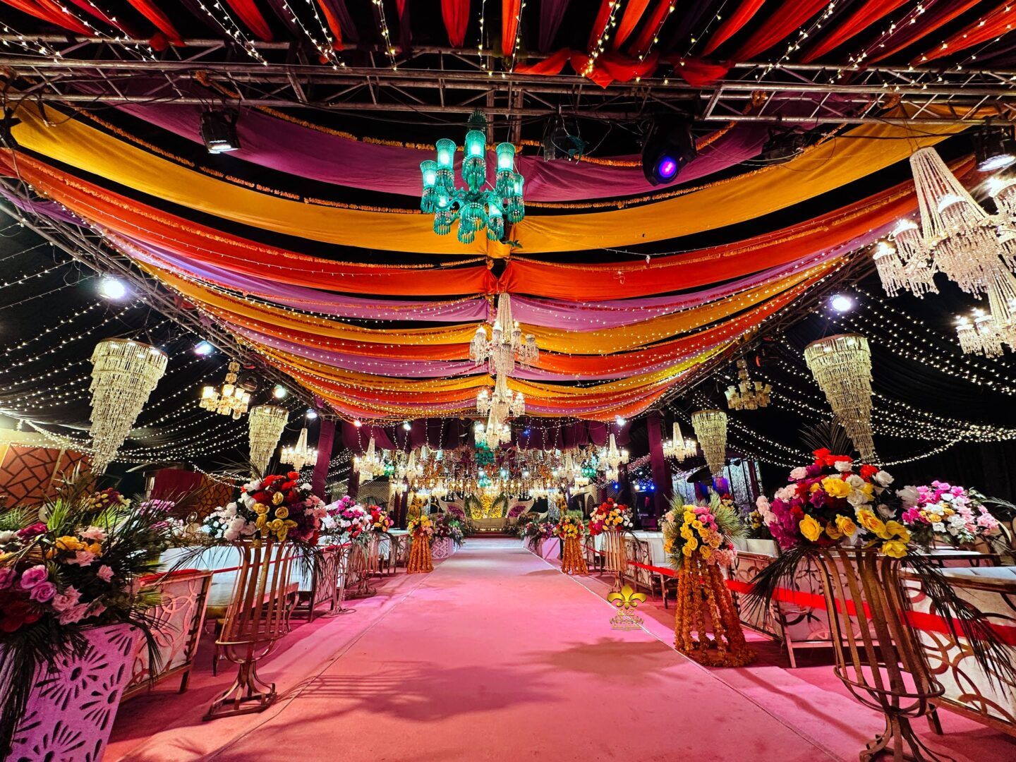 colourful draping, wedding management company, a2z events solutions, outdoor executive setup
