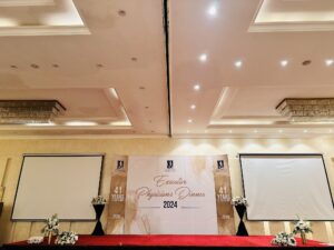 grand corporate stage, indoor corporate setup, seminar, conference