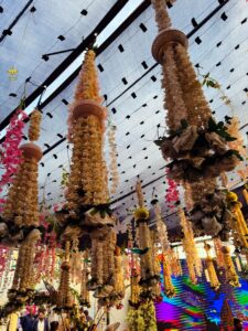 floral hanging, day time decor, wedding decor and setup, reception ceremony decorators