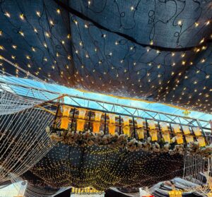 outdoor setup, wedding designers, fairy lights, catering company