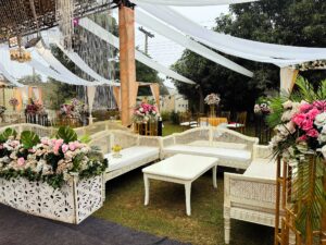 open air decor, nikkah setup, intimate wedding, western theme