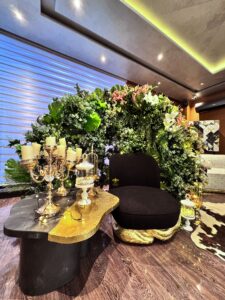 interior designers, floral backdrop, western theme, bridal campaign set