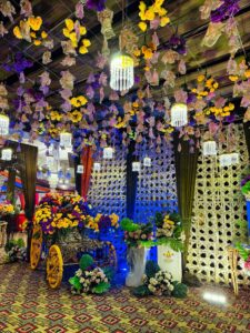 cinderella cart, hanging garden, wall paneling, chandeliers