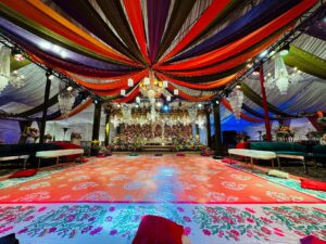 grand multicolored decor, mehndi designers, wedding decor, catering setup