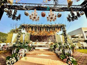 outdoor stage setup, western theme, wedding management company, event decorators
