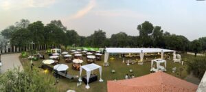 grand corporate setup, open air event, outdoor decor, caterers