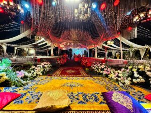 events management company, a2z events solutions, crystal beaded decor, seating setup