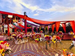 open air decor, multicolored setup, wedding caterers, executive decor