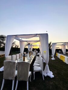 outdoor event, executive dining, dinner setup, wedding caterers