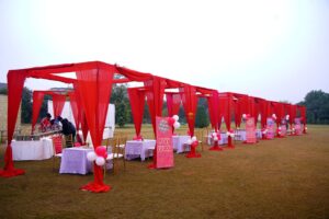 corporate-event-annual-day-setup exclusive seating, open air event, sports day, games setup