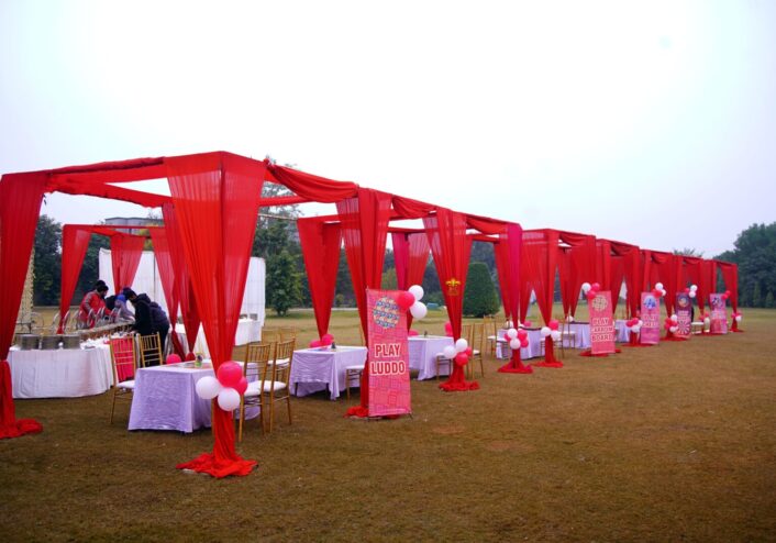 exclusive seating, open air event, sports day, games setup