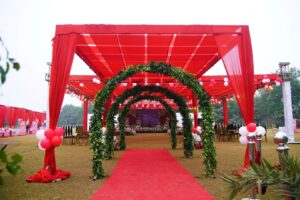 open-air-setup entrance decor, balloons decor, company event, corporate entrance