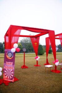 sports-day thematic setup, outdoor event, events management, a2z events solutions