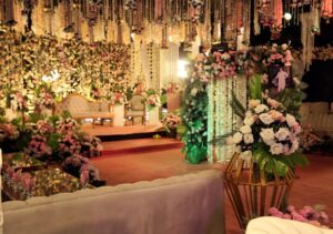 nikkah wall, intimate setup, nikkah ceremony, floral decor