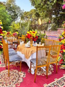 intimate house event, wedding designers and planners, wedding food, floral decor