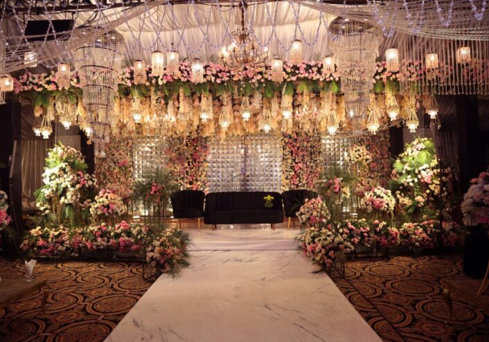 stage decor, grand stage, floral stage decor, stages designers