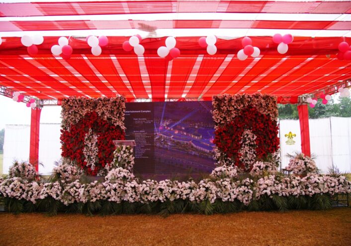 grand stage, corporate stage, floral backdrop, smd screen