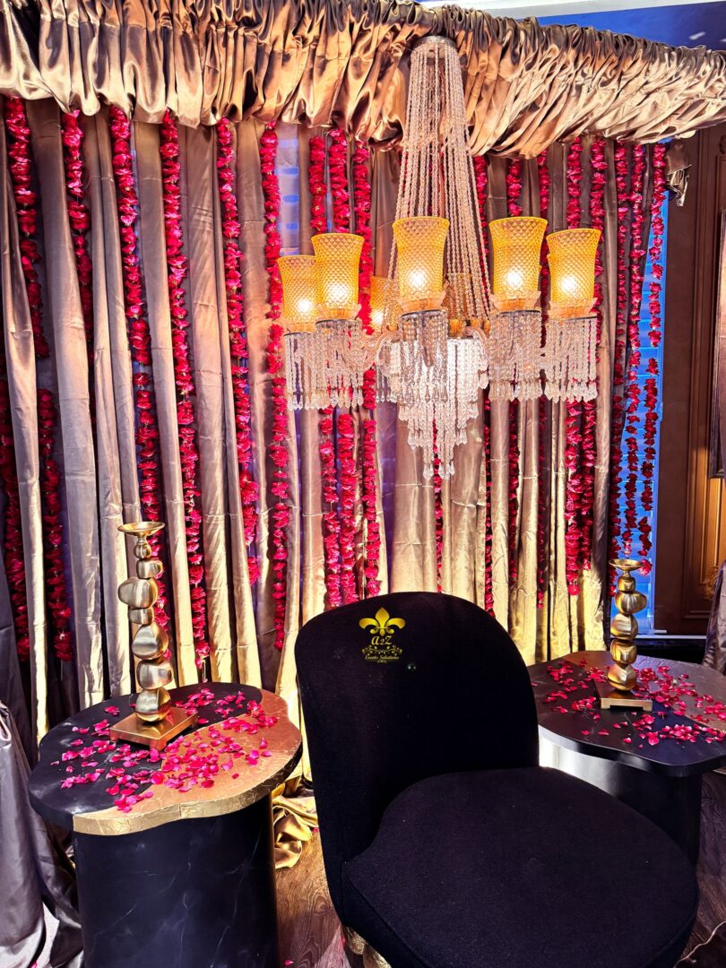 events management company, floral backdrop, bridal shoot indoor setup, shoot set