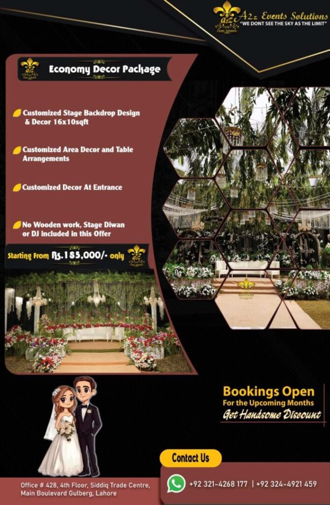 wedding decor packages, wedding decor prices, wedding decor in Pakistan, wedding decor packages , cheap wedding decor, economy decor package , wedding decor at nominal prices