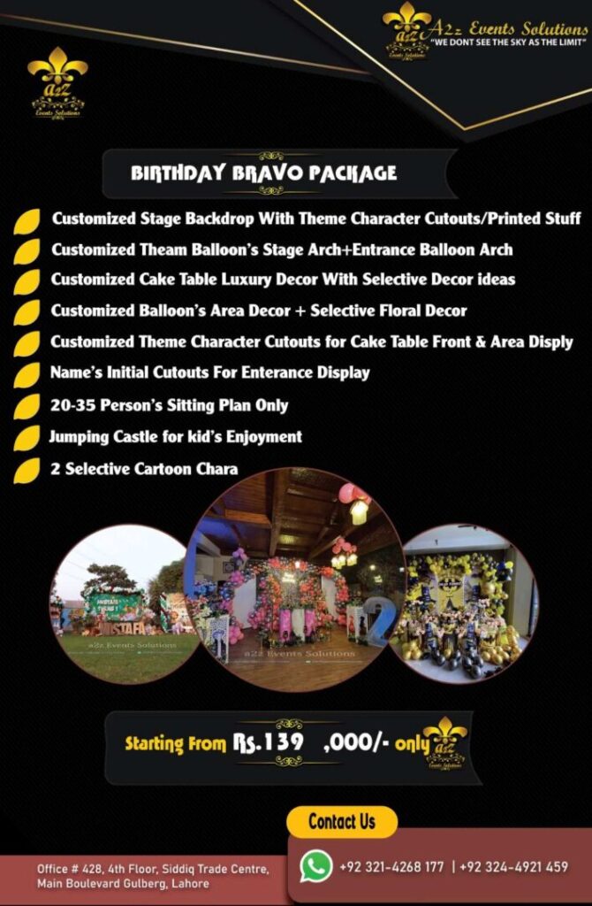 birthday decor , birthday decor package , birthday decor prices in pakistan, Birthday planner in Pakistan, bravo birthday decor package