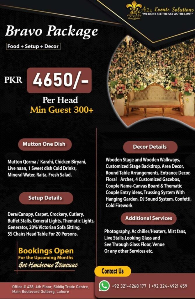 Complete event package, wedding event package with food + decor + setup, complete wedding package with mutton menu
