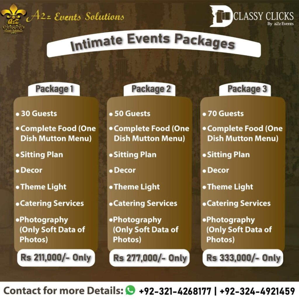 intimate events, intimate events packages, intimate wedding events package , intimate events packages with food, intimate events with mutton menu prices