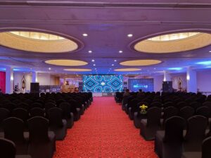 indoor corporate event, corporate setup, smd screen stage, caterers